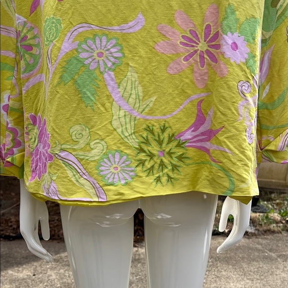 VGUC Linen blend RAFAEL Yellow and Pink Boxy Button Down Shirt Jacket - Picture 4 of 5